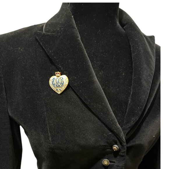 Venice Simplon Orient Express VSOE Crown Heart RhinestoneBlue Enamel Brooch - Picture 8 of 8